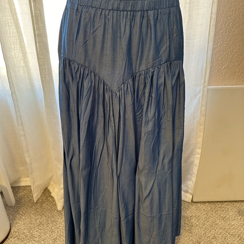 Chambray Blue Maxi Skirt NWOT